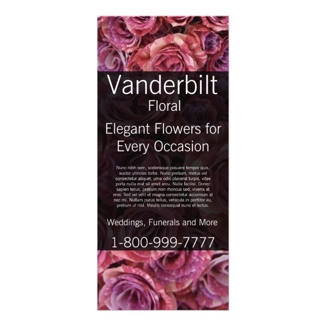 Floral Company Florist Pink Roses Rack Card (Front)