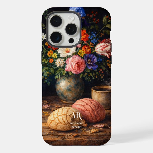 Floral Concha Still Life | Monogram iPhone Case (Back)