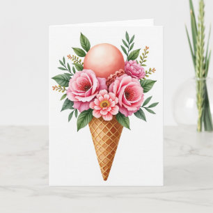 Floral Cone Birthday Card