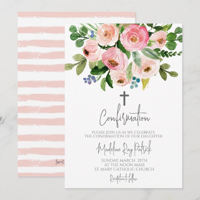 Floral Confirmation  Invitation (Front/Back)