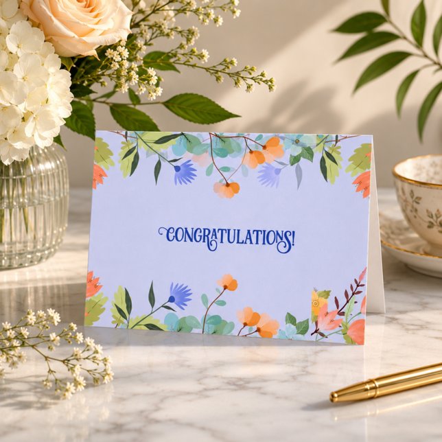 Floral Congratulations  Elegant Botanical  Card (Creator Uploaded)