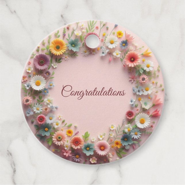 Floral Congratulations Favour Tags (Front)