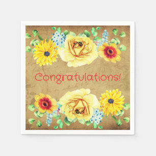 Floral Congratulations Paper Party Napkins