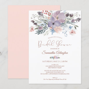Floral Copper Blush Violet Bridal Shower Invitation