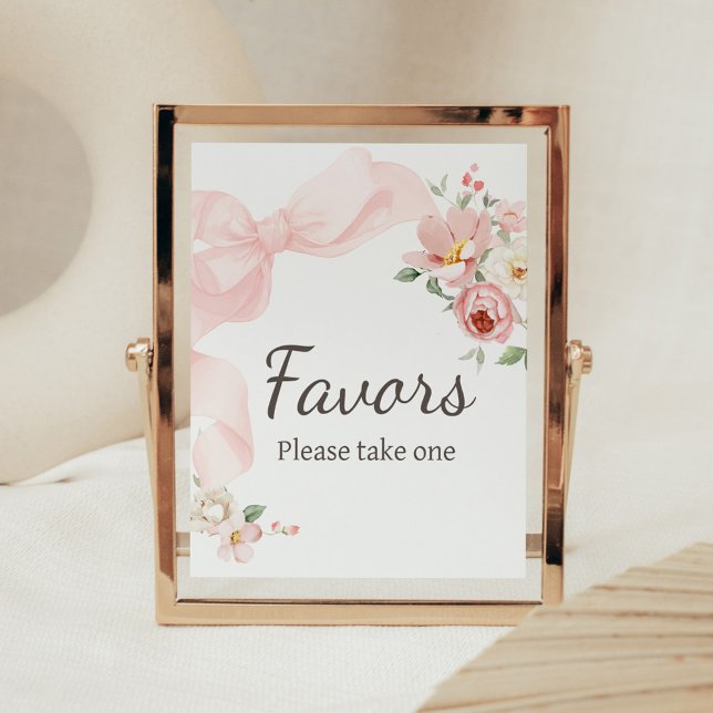 Floral Coquette Baby in Bloom Baby Shower Favours Poster (Baby in Bloom Floral Coquette Favors Sign)