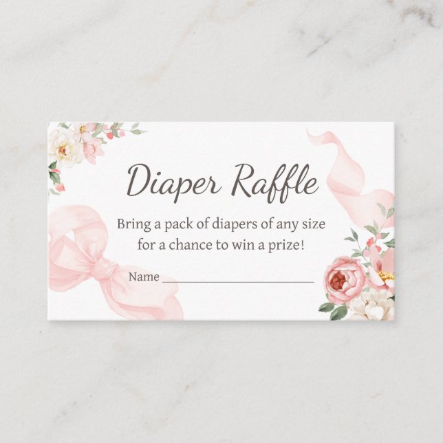 Floral Coquette Baby in Bloom Diaper Raffle Enclosure Card (Front)