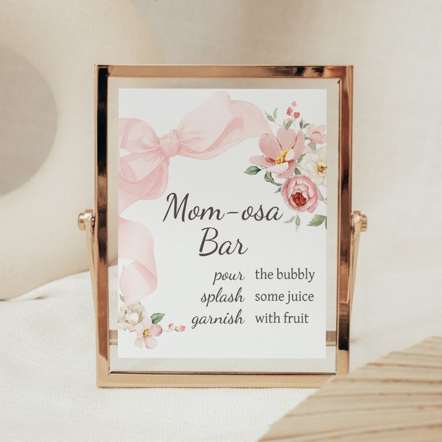 Floral Coquette Baby in Bloom Mum Osa Bar Poster (Baby in Bloom Floral Coquette Mom Osa Bar Sign)