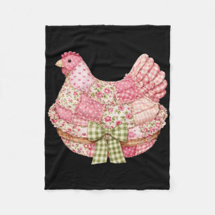 Floral Coquette Bow Patchwork Chicken Hens Grandma Fleece Blanket