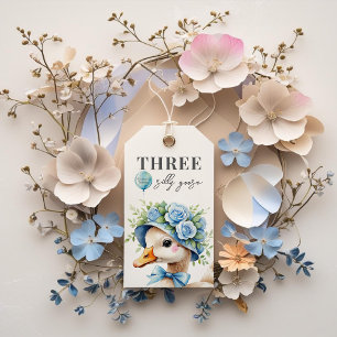 Floral Coquette Bow Silly Goose Boy Birthday  Gift Tags