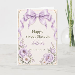 Floral Coquette Bow Sweet Sixteen Card