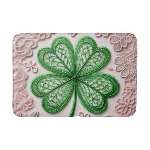 Floral coquette lace shamrock St Patrick's day  Bath Mat