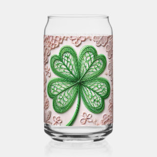 Floral coquette lace shamrock St Patrick's day Can Glass