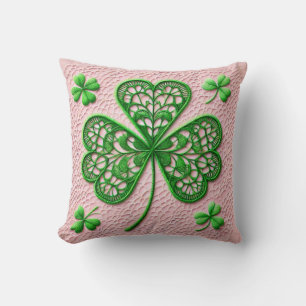 Floral coquette lace shamrock St Patrick's day  Cushion