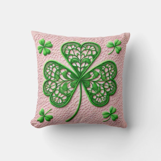 Floral coquette lace shamrock St Patrick's day  Cushion (Front)
