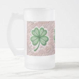 Floral coquette lace shamrock St Patrick's day Frosted Glass Beer Mug