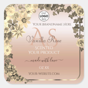 Floral Coral Cream Product Labels Initials Logo