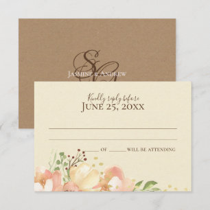 Floral Coral Peach and Apricot Wedding Response Invitation
