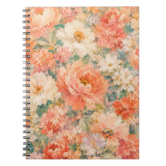 floral Coral Peach Romantic Bloom Home Décor Notebook