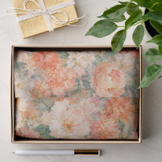 floral Coral Peach Romantic Bloom Home Décor Tissue Paper
