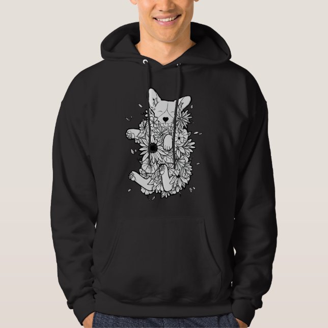Floral Corgi Hoodie (Front)