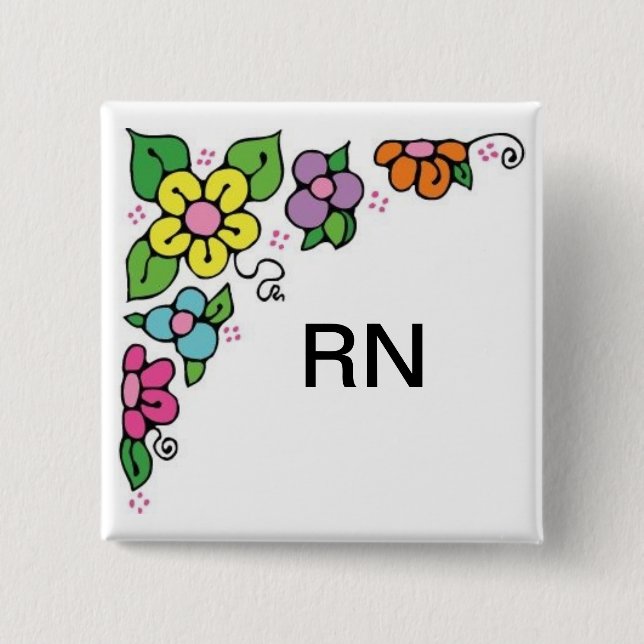 Floral Corner 15 Cm Square Badge (Front)
