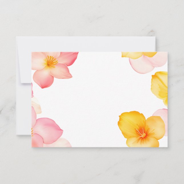 Floral Corner Frame Pink and Yellow Flowers PNG Invitation (Front)
