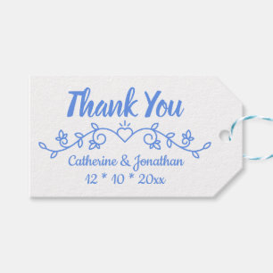 Floral Cornflower Blue Thank You  Flower Laurel Gift Tags