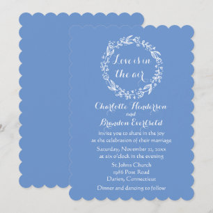Floral Cornflower Blue Wedding Flower Love Wreath Invitation
