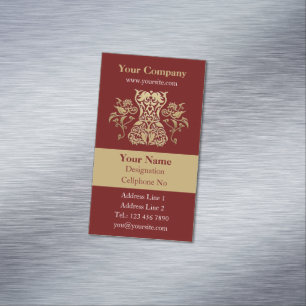 Floral Corset Damask Icon Vertical Magnetic Business Card