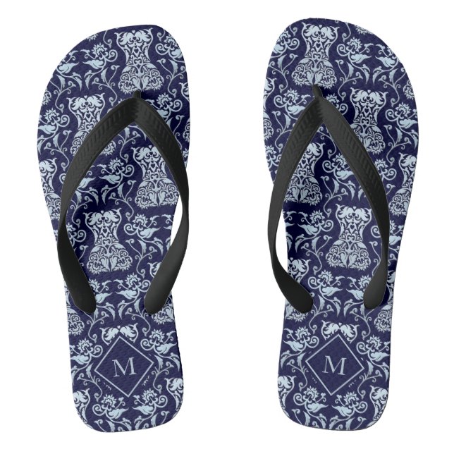 Floral Corset Damask Pattern Flip Flops (Footbed)