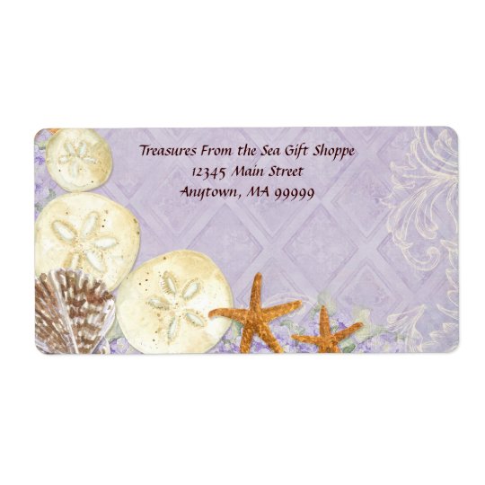 Floral Cottage by the Sea Shells Beachy Wedding Shipping Label