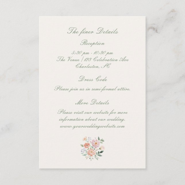 Floral Cottage Garden Wedding Enclosure Card (Front)