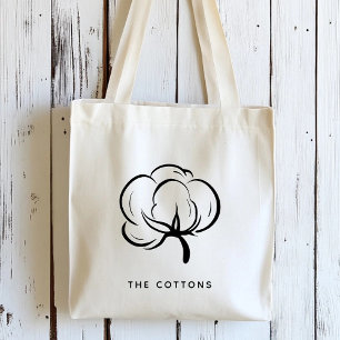 Floral Cotton Boll Personalised Tote Bag