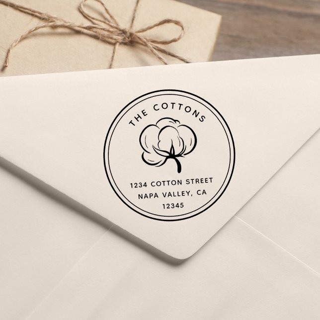 Floral Cotton Boll | Return Address Rubber Stamp (Creator Uploaded)