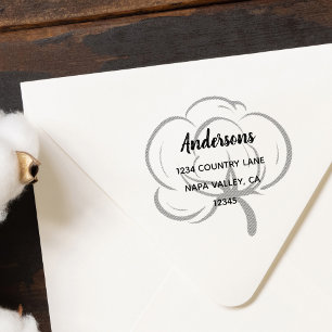 Floral Cotton Boll Return Address Self-inking Stamp