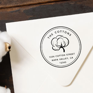 Floral Cotton Boll Return Address Self-inking Stamp