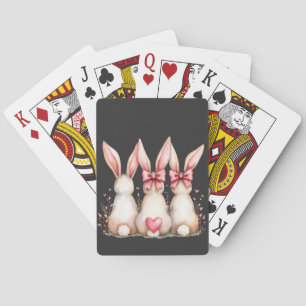 Floral Cottontail Bunny Coquette Bow Rabbit Easter Playing Cards