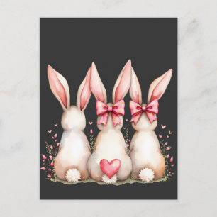 Floral Cottontail Bunny Coquette Bow Rabbit Easter Postcard