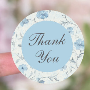 Floral Country Garden Elegant Wedding Thank You Classic Round Sticker