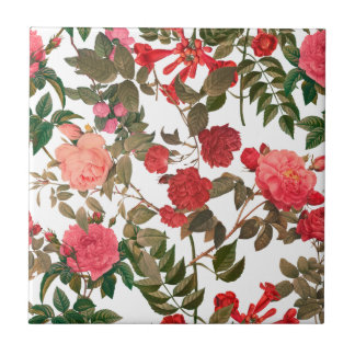 Floral Country Rose Garden Tile