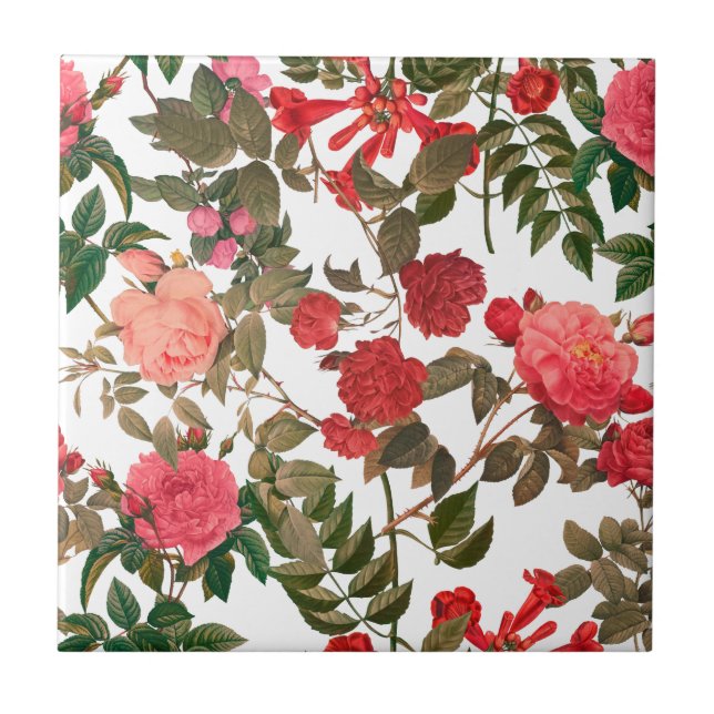 Floral Country Rose Garden Tile (Front)