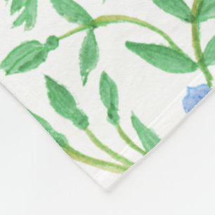 Floral Country-style Blue White Periwinkle Pattern Fleece Blanket