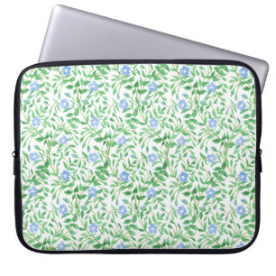 Floral Country-style Blue White Periwinkle Pattern Laptop Sleeve