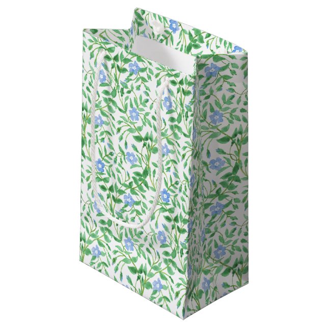 Floral Country-style Blue White Periwinkle Pattern Small Gift Bag (Front Angled)