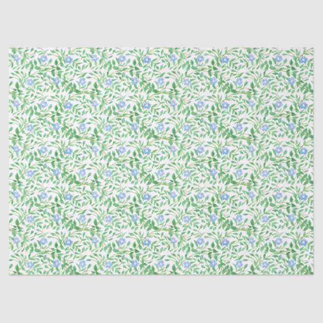 Floral Country-style Blue White Periwinkle Pattern Tissue Paper (Front)