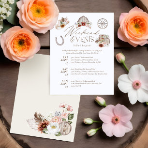 Floral Country Western Wedding Weekend Itinerary Enclosure Card