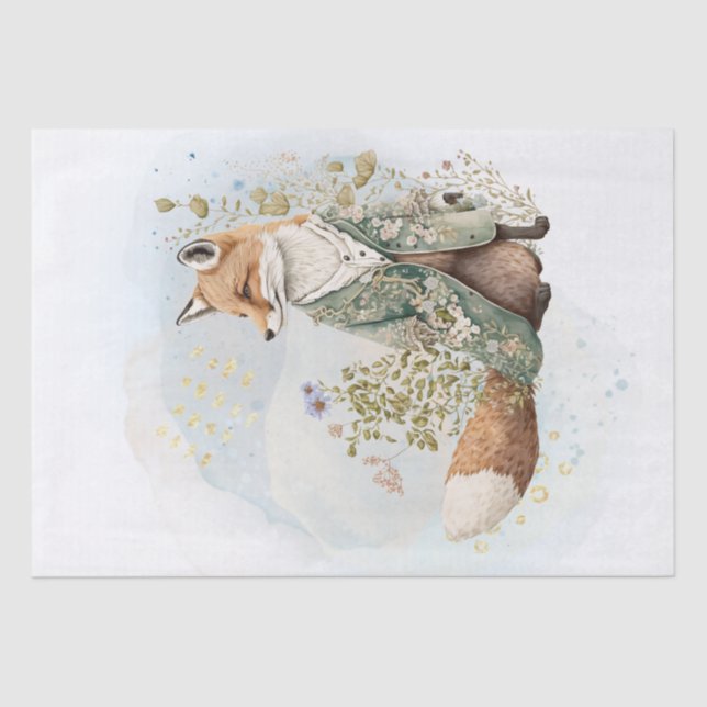 Floral Countryside Fox Character Tissue Paper (Front)
