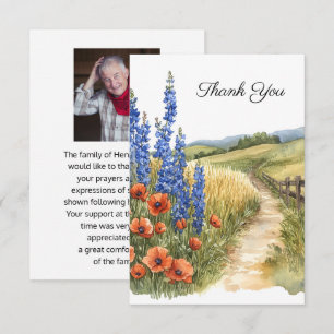 Floral Countryside Funeral Photo Thank You