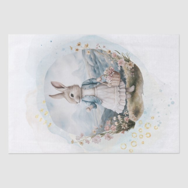 Floral Countryside Rabbit Character Tissue Paper (Front)
