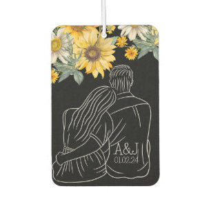 Floral Couple Gift Anniversary Initial Name Car Air Freshener